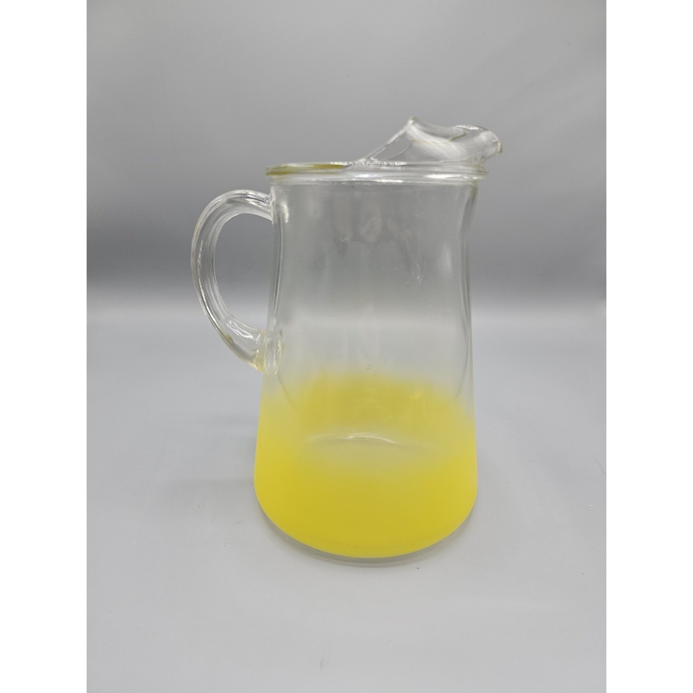 Vintage Blendo Frosted Yellow Pitcher West Virginia Glass 9.5" MCM 50s 60s - Picture 3 of 9